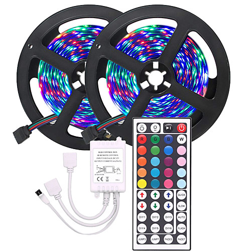 

KWB 2x5M Flexible LED Strip Lights / Light Sets / RGB Tiktok Lights Remote Controls 600 LEDs 3528 SMD 8mm Cuttable / Color Gradient 12 V 1 set