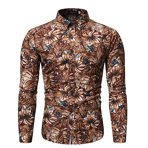 

Men's Shirt Other Prints Graphic Long Sleeve Daily Tops Yellow