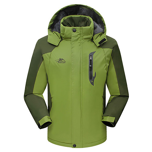 

Men's Hiking Jacket Ski Jacket Winter Outdoor Solid Color Waterproof Windproof Breathable Warm Winter Jacket Single Slider Camping / Hiking Hunting Ski / Snowboard Black Red Army Green Blue Green