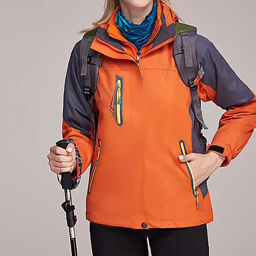 

Women's Hiking Jacket Hiking 3-in-1 Jackets Winter Outdoor Patchwork Waterproof Windproof Breathable Warm Jacket Top Hunting Fishing Camping / Hiking / Caving Red Orange Green