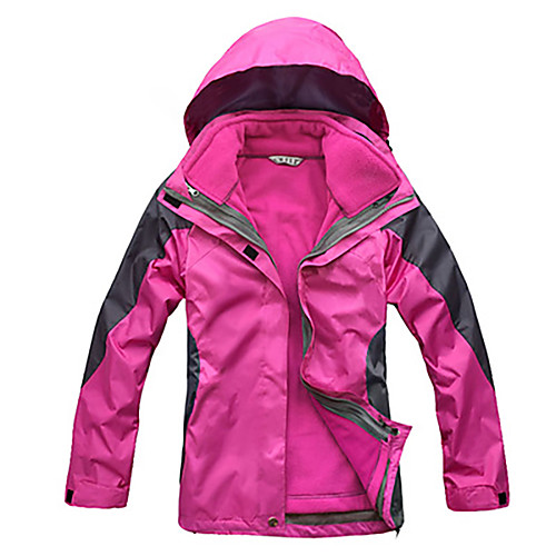 

Women's Hoodie Jacket Hiking Jacket Winter Outdoor Patchwork Waterproof Windproof Fleece Lining Breathable Jacket Top Hunting Fishing Camping / Hiking / Caving Violet Yellow Red Fuchsia Blue / Warm