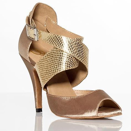 

Women's Dance Shoes Satin Latin Shoes Heel Slim High Heel Black / Almond / Blue / Practice
