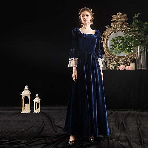 

Maria Antonietta Rococo Baroque Victorian Vacation Dress Dress Party Costume Masquerade Prom Dress Women's Costume Ink Blue Vintage Cosplay Party Halloween Party & Evening Floor Length Ball Gown Plus