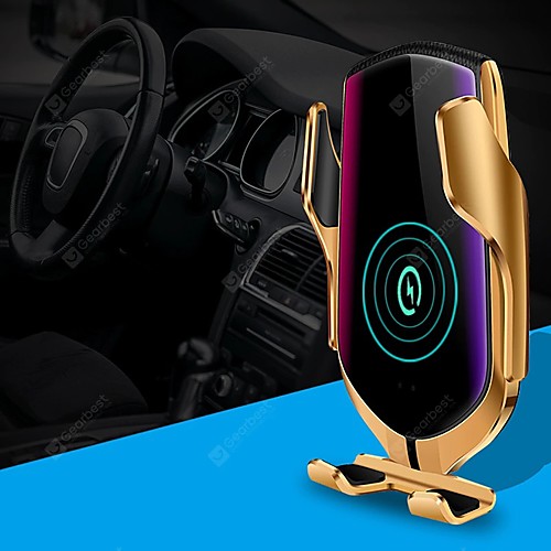 

R1 Smart Automatic Clamping Qi Car Wireless Charger without Positioning 10W Fast Charging 360 Rotation infrared Sensor Air Vent Mount Car Phone Holder for Iphone XR XS Huawei P30 Pro Xiaomi