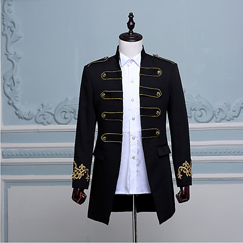 

Prince Retro Vintage Medieval Coat Masquerade Men's Costume Black / White / Blue Vintage Cosplay Party Long Sleeve