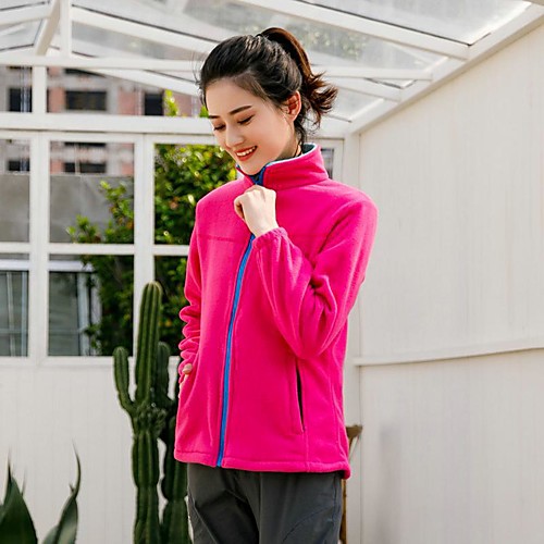 

Women's Hiking Fleece Jacket Winter Outdoor Solid Color Windproof Fleece Lining Breathable Warm Winter Fleece Jacket Top Softshell Camping / Hiking Hunting Fishing Black Purple Red Fuchsia Pink