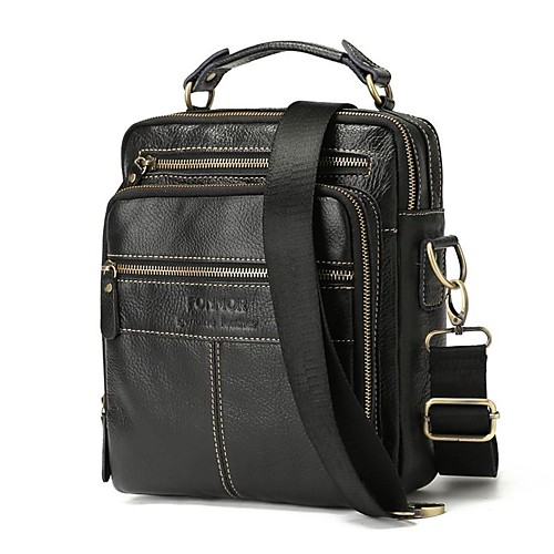 

Men's Zipper Nappa Leather / Cowhide Briefcase Solid Color Black