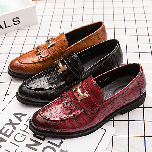 

Men's Leather Shoes Nappa Leather Spring & Summer / Fall & Winter British Loafers & Slip-Ons Non-slipping Black / Brown / Red