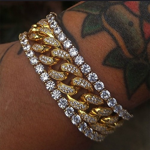 

Men's Vintage Bracelet Earrings / Bracelet Tennis Chain Lucky Vintage Trendy Fashion Imitation Diamond Bracelet Jewelry Gold For Daily