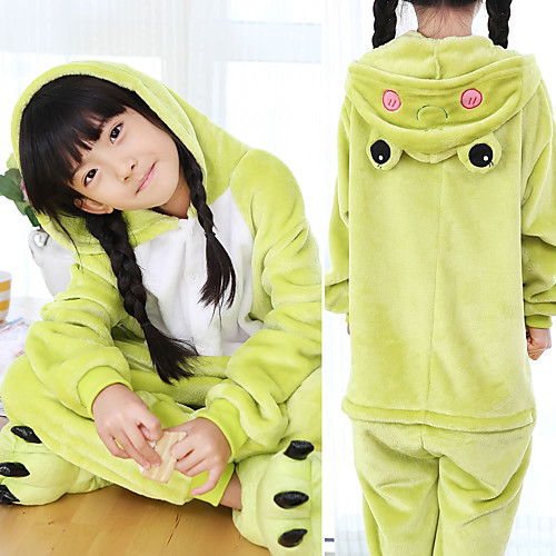 

Kid's Kigurumi Pajamas Frog Bear Monkey Onesie Pajamas Flannelette Yellow / Green / Red Cosplay For Boys and Girls Animal Sleepwear Cartoon Festival / Holiday Costumes