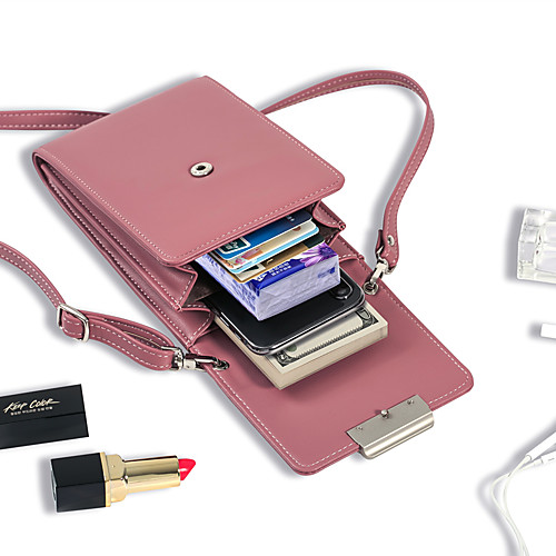 

Women's Zipper PU Mobile Phone Bag Solid Color Wine / Blushing Pink / Fuchsia / Fall & Winter