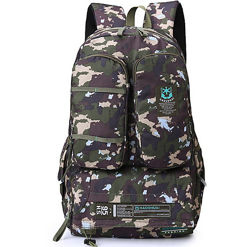 

Men's Nylon Commuter Backpack Large Capacity Pattern / Print Zipper Sports & Outdoor Army Green