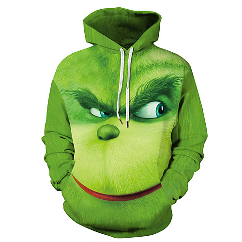 

Men's Plus Size Hoodie Pullover Hoodie Sweatshirt Cartoon Print 3D Hooded Daily Going out 3D Print Basic Casual Hoodies Sweatshirts Long Sleeve Green