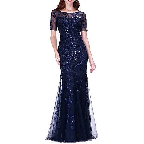 

Women's Asymmetrical Trumpet / Mermaid Dress - Short Sleeve Solid Colored Wine Khaki Silver Navy Blue Light Blue M L XL XXL XXXL XXXXL