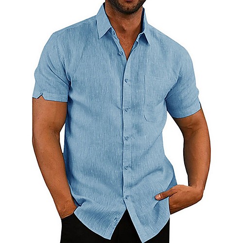 

Men's Solid Colored Shirt Daily White / Black / Blue / Gray / Short Sleeve