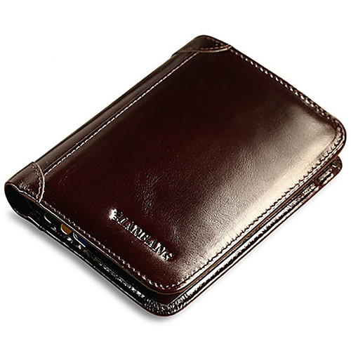 

Men's Cowhide Wallet Solid Color Black / Coffee