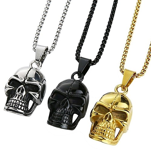 

Men's Pendant Necklace Necklace Classic Skull Vintage Ethnic Fashion Boho Chrome Black Gold Silver 65 cm Necklace Jewelry 1pc For Daily
