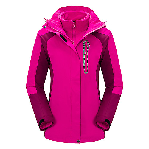 

Cikrilan Women's Hoodie Jacket Hiking Jacket Winter Outdoor Patchwork Waterproof Windproof Warm Comfortable Top Camping / Hiking / Caving Traveling Winter Sports Purple Fuchsia Sky Blue