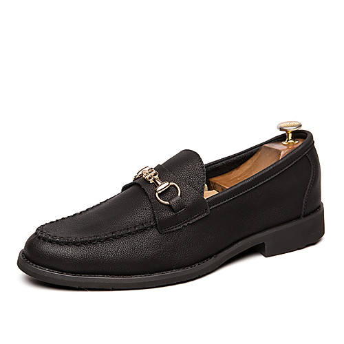 

Men's Summer / Fall Business / Classic Daily Office & Career Loafers & Slip-Ons Faux Leather Non-slipping Wear Proof Black