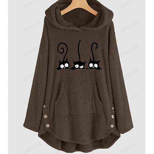 

Women's Maternity Hoodie Jacket / Hoodie Cartoon / Character Basic / Cute Holiday Velvet Loose Blushing Pink Light gray Brown S M L XL XXL XXXL XXXXL / Plus Size