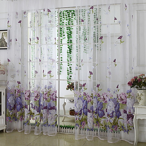 

Floral Sheer One Panel Sheer Girls Room Curtains