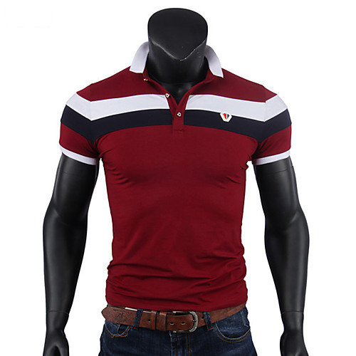 

Men's Bodysuit Striped Short Sleeve Daily Tops Basic White Blue