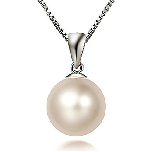 

Pendant Necklace Women's Classic Pearl Silver Plated Classic Cute Silver 40-45 cm Necklace Jewelry 1pc for Daily