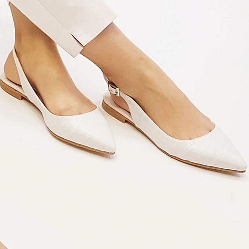 

Women's Flats Flat Heel Pointed Toe Buckle PU Booties / Ankle Boots Business / Minimalism Spring & Summer / Fall & Winter White / Orange / Yellow