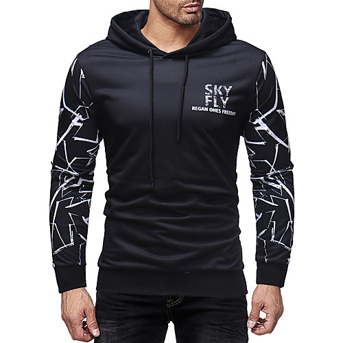 

Men's Hoodie Graphic Hooded Daily Weekend Basic Casual Hoodies Sweatshirts Black