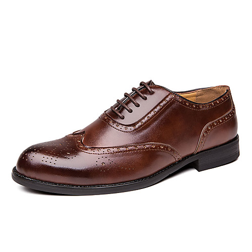 

Men's Summer / Fall Business / Classic Daily Office & Career Oxfords Faux Leather Non-slipping Wear Proof Black / Brown