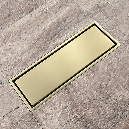 

Brushed Gold Drain SUS304 floor mounted 30x11cm tile insert bathroom waste gate