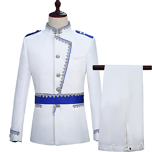 

Prince Aristocrat Retro Vintage Medieval Coat Pants Outfits Masquerade Men's Costume White Vintage Cosplay Party Long Sleeve Pantsuit / Jumpsuit / Belt / Belt