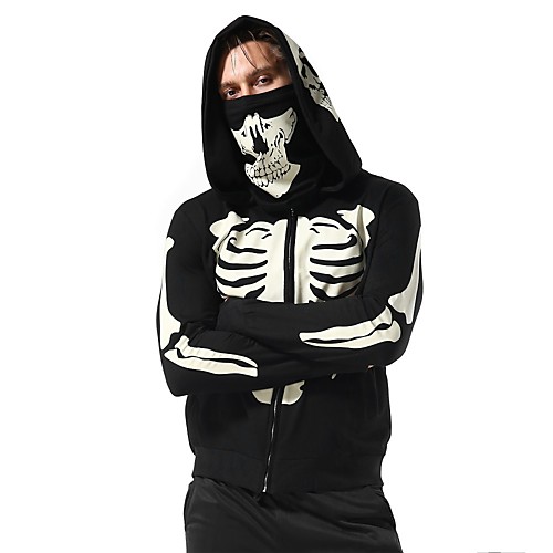

Men's Long Sleeve Running Track Jacket Hoodie with Mask Full Zip Coat Top Street Athleisure Winter Cotton Thermal Warm Breathable Soft Fitness Gym Workout Running Jogging Training Sportswear Halloween