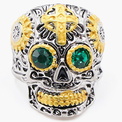 

Men's Ring 1pc Gold Imitation Diamond Alloy irregular Vintage Punk Trendy Daily Jewelry Vintage Style Cross Skull