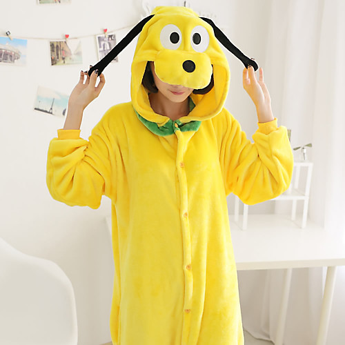 

Adults' Kigurumi Pajamas Dog Onesie Pajamas Flannelette Yellow Cosplay For Men and Women Animal Sleepwear Cartoon Festival / Holiday Costumes
