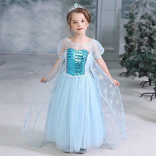 

Cinderella Princess Elsa Dress Flower Girl Dress Girls' Movie Cosplay A-Line Slip Halloween Christmas Blue Dress Halloween