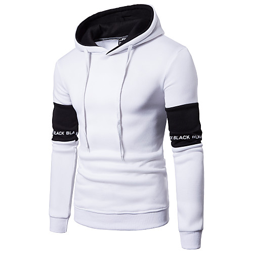 

Men's Hoodie Solid Colored Hooded Basic Hoodies Sweatshirts Slim White Black