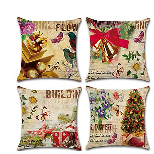 

1 pcs Linen Pillow Cover, Christmas Contemporary Classic Christmas Throw Pillow