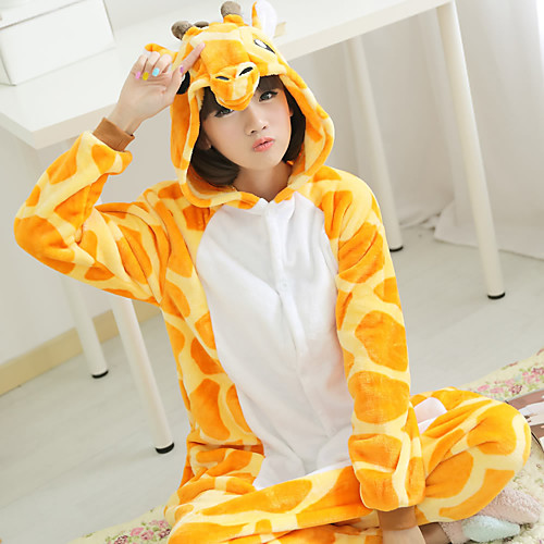 

Adults' Kigurumi Pajamas Reindeer Onesie Pajamas Flannelette Yellow Cosplay For Men and Women Animal Sleepwear Cartoon Festival / Holiday Costumes