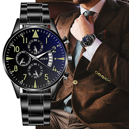 

Men's Dress Watch Quartz Formal Style Stylish Stainless Steel Black / Silver Calendar / date / day Noctilucent Analog Fashion - Black Silver / Black One Year Battery Life
