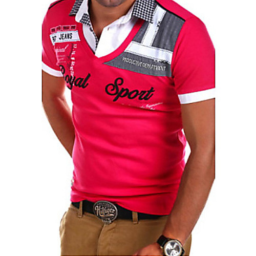 

Men's Letter Polo Daily Shirt Collar White / Black / Blue / Red / Light Blue / Short Sleeve