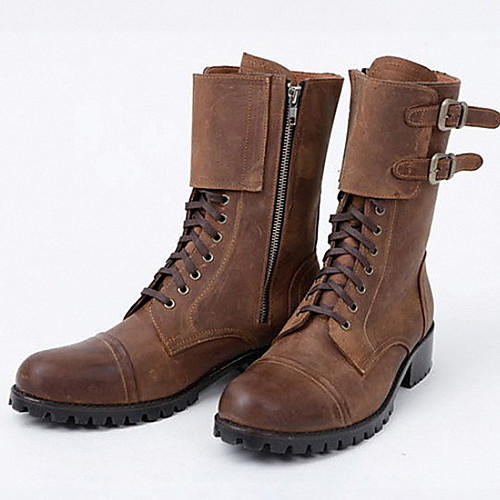 

Men's Comfort Shoes PU Fall & Winter Boots Warm Mid-Calf Boots Brown