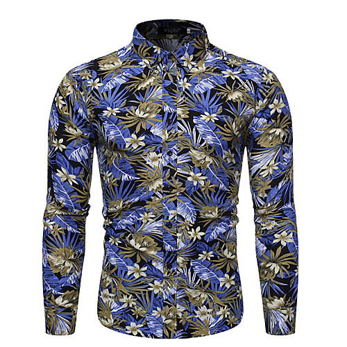 

Men's Shirt Other Prints Graphic Long Sleeve Daily Tops Yellow Green