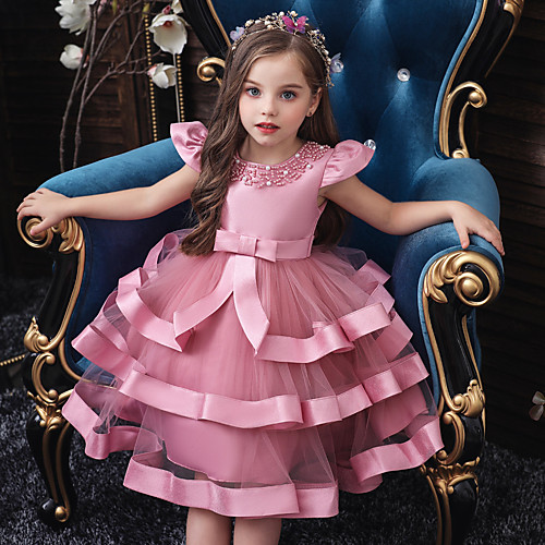 

Princess Flapper Dress Dress Party Costume Girls' Movie Cosplay Cosplay Costume Party Yellow Red Blue Dress Christmas Children's Day New Year Polyester Organza