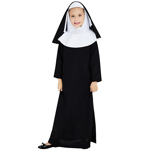 

Nun Cosplay Costume Outfits Kid's Girls' Cosplay Halloween Halloween Festival / Holiday Polyster Black Carnival Costumes / Dress / Headpiece