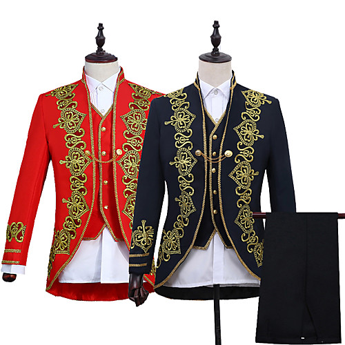 

Prince Retro Vintage Medieval Coat Corset Pants Outfits Men's Costume Black / Red / Navy Blue Vintage Cosplay Party Long Sleeve Pantsuit / Jumpsuit / Vest / Vest