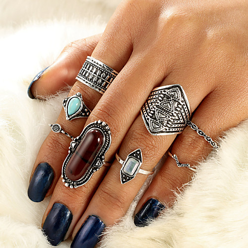 

Women's Ring Set 8pcs Gold Silver Alloy Daily Jewelry