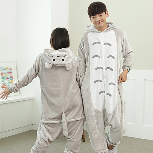 

Adults' Kigurumi Pajamas Totoro Onesie Pajamas Flannelette Gray Cosplay For Men and Women Animal Sleepwear Cartoon Festival / Holiday Costumes