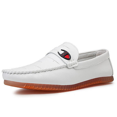 

Men's Comfort Shoes Sheepskin Spring / Fall British Loafers & Slip-Ons Breathable Black / White
