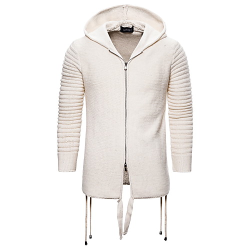 

Men's Knitted Solid Color Cardigan Long Sleeve Sweater Cardigans Hooded Fall Winter Army Green Khaki Light gray